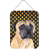 "Caroline's Treasures SC9183DS1216 Mastiff Candy Corn Halloween Portrait Wall or Door Hanging Prints, 16"" x 12"", Multicolor"