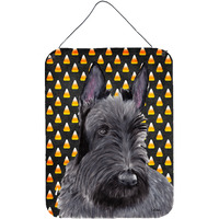 "Caroline's Treasures SC9184DS1216 Scottish Terrier Candy Corn Halloween Portrait Wall or Door Hanging Prints, 16"" x 12"", Multicolor"