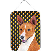 "Caroline's Treasures SC9185DS1216 Basenji Candy Corn Halloween Portrait Wall or Door Hanging Prints, 16"" x 12"", Multicolor"