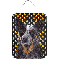 "Caroline's Treasures SC9190DS1216 Australian Cattle Dog Candy Corn Halloween Portrait Wall or Door Hanging Prints, 16"" x 12"", Multicolor"
