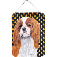 "Caroline's Treasures Cavalier Spaniel Blenheim Candy Corn Halloween Wall or Door Hanging Prints, 16"" x 12"", Multicolor"