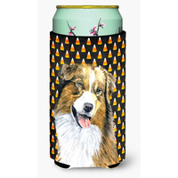 Australian Shepherd Candy Corn Halloween Portrait  Tall Boy Beverage Insulator Beverage Insulator Hugger