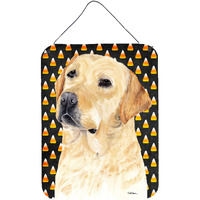 "Caroline's Treasures SC9198DS1216 Labrador Yellow Candy Corn Halloween Portrait Wall or Door Hanging Prints, 16"" x 12"", Multicolor"