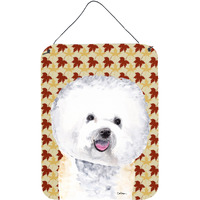 "Caroline's Treasures SC9201DS1216 Bichon Frise Fall Leaves Portrait Aluminium Metal Wall or Door Hanging Prints, 16"" x 12"", Multicolor"