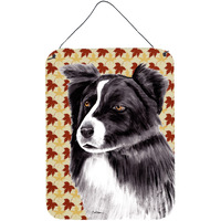 "Caroline's Treasures Border Collie Fall Leaves Portrait Aluminium Metal Wall or Door Hanging Prints, 16"" x 12"", Multicolor"