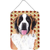 "Caroline's Treasures Saint Bernard Fall Leaves Portrait Aluminium Metal Wall or Door Hanging Prints, 16"" x 12"", Multicolor"