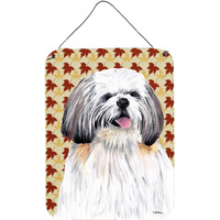 "Caroline's Treasures SC9223DS1216 Shih Tzu Fall Leaves Portrait Aluminium Metal Wall or Door Hanging Prints, 16"" x 12"", Multicolor"