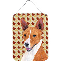 "Caroline's Treasures SC9227DS1216 Basenji Fall Leaves Portrait Aluminium Metal Wall or Door Hanging Prints, 16"" x 12"", Multicolor"
