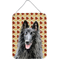 "Caroline's Treasures Belgian Sheepdog Fall Leaves Portrait Wall or Door Hanging Prints, 16"" x 12"", Multicolor"