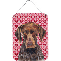"Caroline's Treasures German Shorthaired Pointer Hearts Love Valentine's Day Wall Door Hanging Prints, 16"" x 12"", Multicolor"