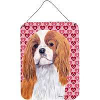 "Caroline's Treasures SC9245DS1216 Cavalier Spaniel Hearts Love and Valentine's Day Wall or Door Hanging Prints, 16"" x 12"", Multicolor"