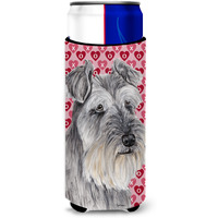 "Caroline's Treasures SC9246MUK Schnauzer Hearts Love and Valentine's Day Portrait Michelob Ultra Koozies, Slim, Multicolor"