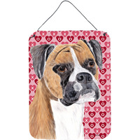 "Caroline's Treasures SC9249DS1216 Boxer Hearts Love and Valentine's Day Portrait Wall or Door Hanging Prints, 16"" x 12"", Multicolor"