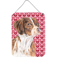 "Caroline's Treasures Brittany Hearts Love and Valentine's Day Portrait Wall or Door Hanging Prints, 16"" x 12"", Multicolor"