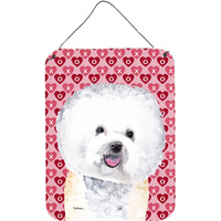 "Caroline's Treasures SC9278DS1216 Bichon Frise Hearts Love and Valentine's Day Wall or Door Hanging Prints, 16"" x 12"", Multicolor"