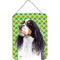 "Caroline's Treasures SC9281DS1216 Springer Spaniel St. Patrick's Day Shamrock Wall or Door Hanging Prints, 16"" x 12"", Multicolor"