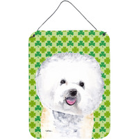 "Caroline's Treasures SC9282DS1216 Bichon Frise St. Patrick's Day Shamrock Portrait Wall or Door Hanging Prints, 16"" x 12"", Multicolor"