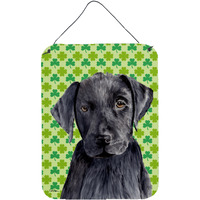 "Caroline's Treasures Labrador Black St. Patrick's Day Shamrock Portrait Wall or Door Hanging Prints, 16"" x 12"", Multicolor"