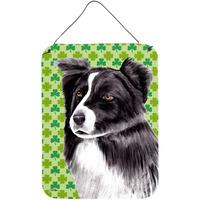 "Caroline's Treasures Border Collie St. Patrick's Day Shamrock Portrait Wall or Door Hanging Prints, 16"" x 12"", Multicolor"