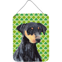 "Caroline's Treasures SC9297DS1216 Doberman St. Patrick's Day Shamrock Portrait Wall or Door Hanging Prints, 16"" x 12"", Multicolor"