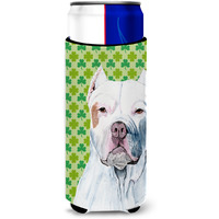 Pit Bull St. Patrick's Day Shamrock Portrait Ultra Beverage Insulators for slim cans SC9301MUK