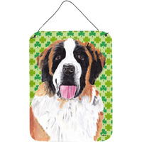 "Caroline's Treasures Saint Bernard St. Patrick's Day Shamrock Portrait Wall or Door Hanging Prints, 16"" x 12"", Multicolor"