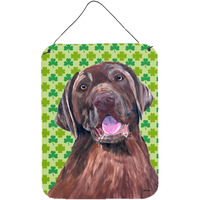 "Caroline's Treasures Labrador Chocolate St. Patrick's Day Shamrock Wall or Door Hanging Prints, 16"" x 12"", Multicolor"