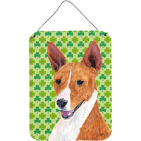 "Caroline's Treasures SC9307DS1216 Basenji St. Patrick's Day Shamrock Portrait Wall or Door Hanging Prints, 16"" x 12"", Multicolor"