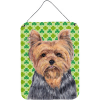 "Caroline's Treasures SC9308DS1216 Yorkie St. Patrick's Day Shamrock Wall or Door Hanging Print, 16"" x 12"", Multicolor"