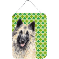 "Caroline's Treasures Belgian Tervuren St. Patrick's Day Shamrock Wall or Door Hanging Prints, 16"" x 12"", Multicolor"