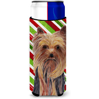 Yorkie Candy Cane Holiday Christmas Ultra Beverage Insulators for slim cans SC9325MUK