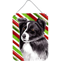 "Caroline's Treasures Border Collie Holiday Christmas Aluminium Metal Wall or Door Hanging Prints, 16"" x 12"", Multicolor"