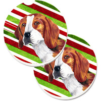 "Caroline's Treasures Beagle Candy Cane Holiday Christmas Set of 2 Cup Holder Car Coasters SC9329CARC, 2.56, Multicolor"