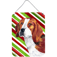 "Caroline's Treasures Beagle Candy Cane Holiday Christmas Aluminium Metal Wall or Door Hanging Prints, 16"" x 12"", Multicolor"