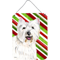 "Caroline's Treasures SC9330DS1216 Westie Candy Cane Holiday Christmas Aluminium Metal Wall or Door Hanging Prints, 16"" x 12"", Multicolor"