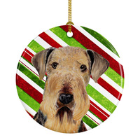"Caroline's Treasures SC9333-CO1 Airedale Candy Cane Holiday Christmas Ceramic Ornament, Multicolor"