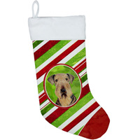 "Caroline's Treasures SC9333-CS Airedale Candy Cane Holiday Christmas Stocking, 11 x 18"", Multicolor"