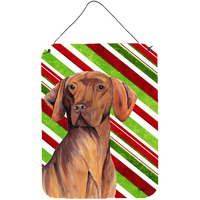 "Caroline's Treasures SC9338DS1216 Vizsla Candy Cane Holiday Christmas Aluminium Metal Wall or Door Hanging Prints, 16"" x 12"", Multicolor"