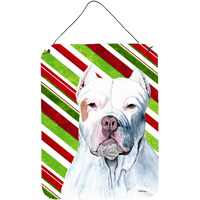 "Caroline's Treasures Pit Bull Holiday Christmas Aluminium Metal Wall or Door Hanging Prints, 16"" x 12"", Multicolor"