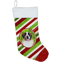 "Caroline's Treasures Saint Bernard Candy Cane Holiday Christmas Stocking, 11 x 18"", Multicolor"