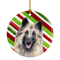 "Caroline's Treasures SC9352-CO1 Belgian Tervuren Candy Cane Holiday Christmas Ceramic Ornament, Multicolor"