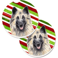 "Caroline's Treasures Belgian Tervuren Candy Cane Holiday Christmas Set of 2 Cup Holder Car Coasters SC9352CARC, 2.56, Multicolor"