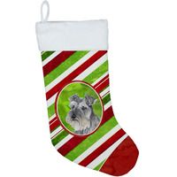 "Caroline's Treasures Schnauzer Candy Cane Holiday Christmas Stocking, 11 x 18"", Multicolor"