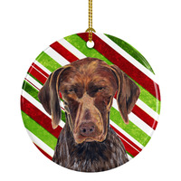 "Caroline's Treasures SC9355-CO1 German Shorthaired Pointer Candy Cane Holiday Christmas Ceramic Ornament, Multicolor"