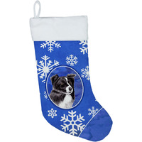 "Caroline's Treasures Border Collie Winter Snowflakes Christmas Stocking, 11 x 18"", Multicolor"