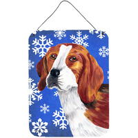 "Caroline's Treasures Beagle Winter Snowflakes Holiday Aluminium Metal Wall or Door Hanging Prints, 16"" x 12"", Multicolor"