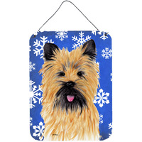"Caroline's Treasures Cairn Terrier Winter Snowflakes Holiday Metal Wall or Door Hanging Prints, 16"" x 12"", Multicolor"
