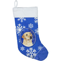 "Caroline's Treasures SC9376-CS Labrador Winter Snowflakes Christmas Stocking, 11 x 18"", Multicolor"