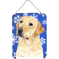 "Caroline's Treasures SC9376DS1216 Labrador Winter Snowflakes Holiday Aluminium Metal Wall or Door Hanging Prints, 16"" x 12"", Multicolor"