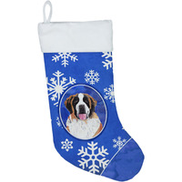 "Caroline's Treasures Saint Bernard Winter Snowflakes Christmas Stocking, 11 x 18"", Multicolor"